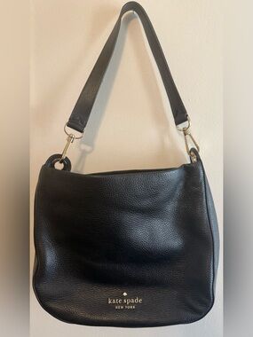 kate spade Black Pebbled Leather Shoulder Bag with Gold Hardware